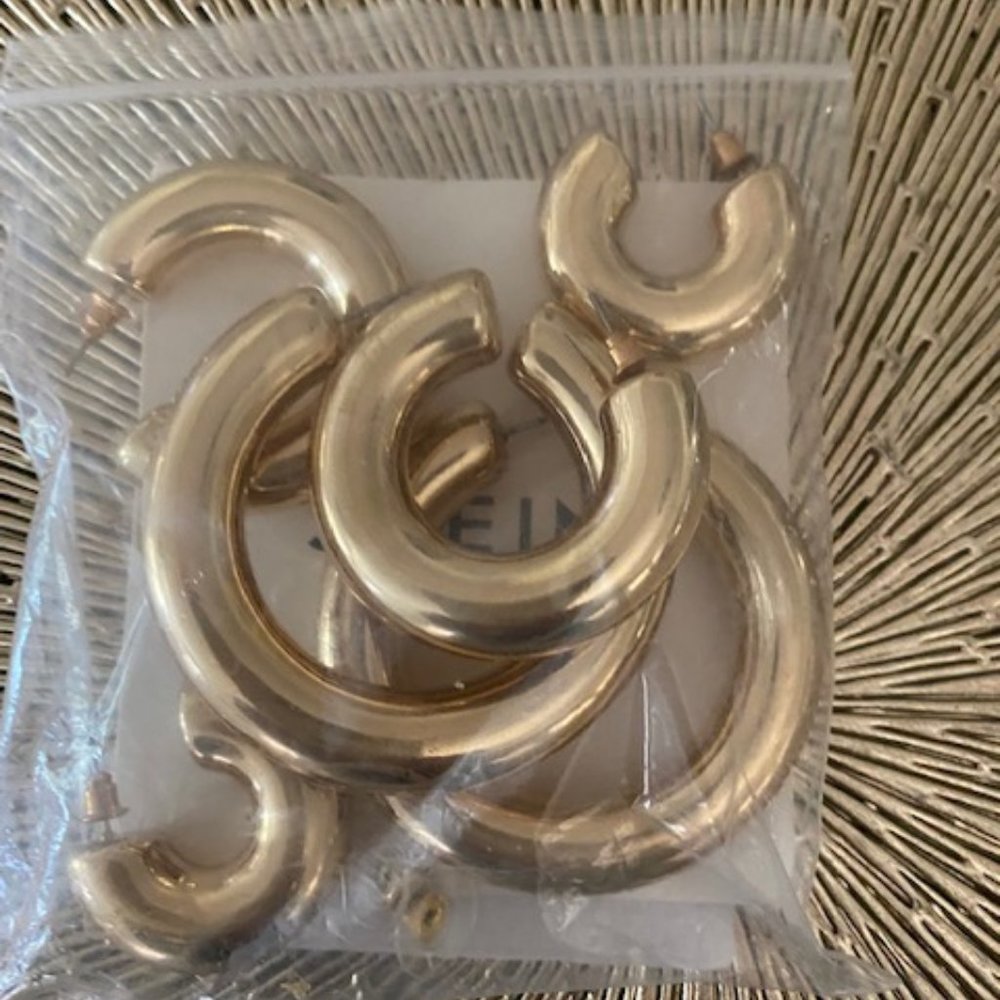 3 pack of bubble hoops gold